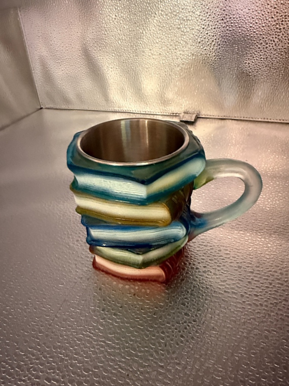 Stacked Books Ceramic Mug with Stainless Steel Interior - Multicolor